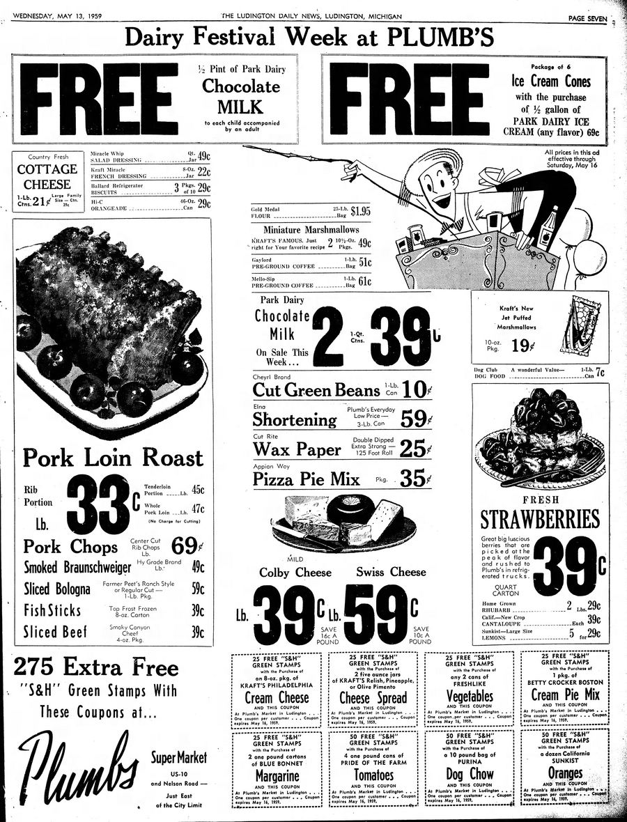 Plumbs Supermarket - May 13 1959 Ad (newer photo)